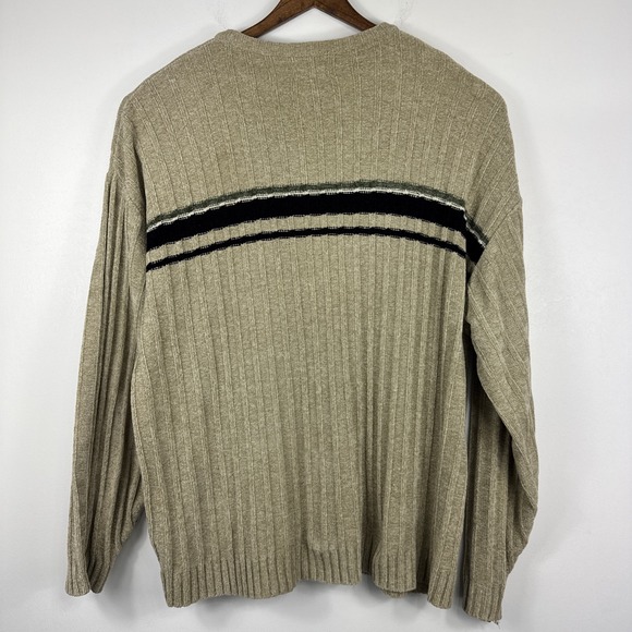 Alexander Lloyd Sweater Men's 3XLT Tan 100% Acrylic Neutrals Strip Pullover Knit - Picture 4 of 8